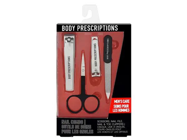 bulk buys HC539 - Body Prescriptions Mens 4-Piece Nail Care Kit