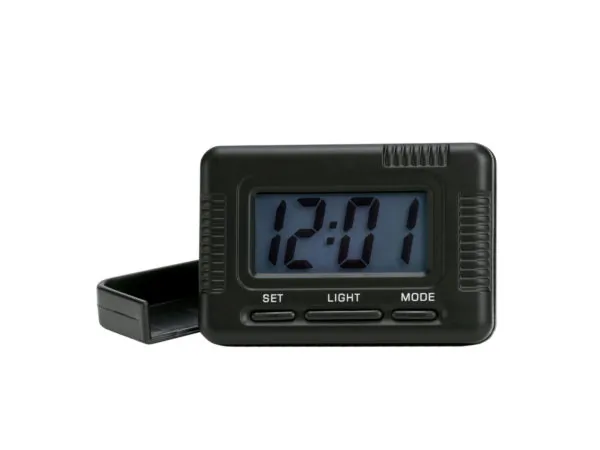 bulk buys CR091 - Compact Black Digital Clock with Night Light Feature