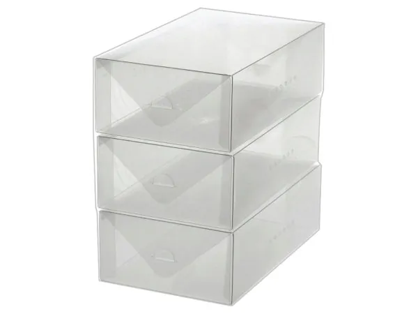 Bulk Buys HL402 — Clear Stackable Shoe and Storage Box - 3 Pack