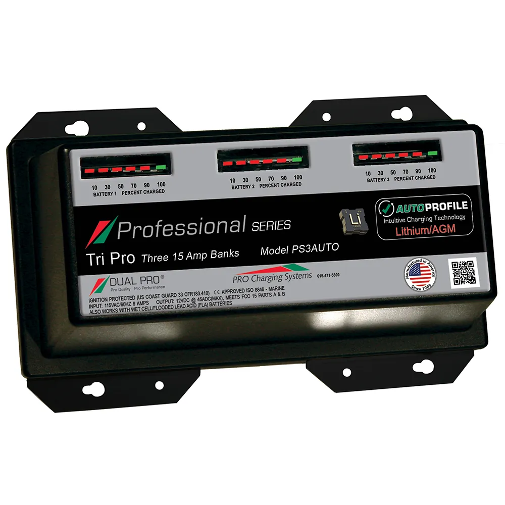 Dual Pro PS3AUTO — Dual Pro 15A 3-Bank Lithium/AGM Battery Charger