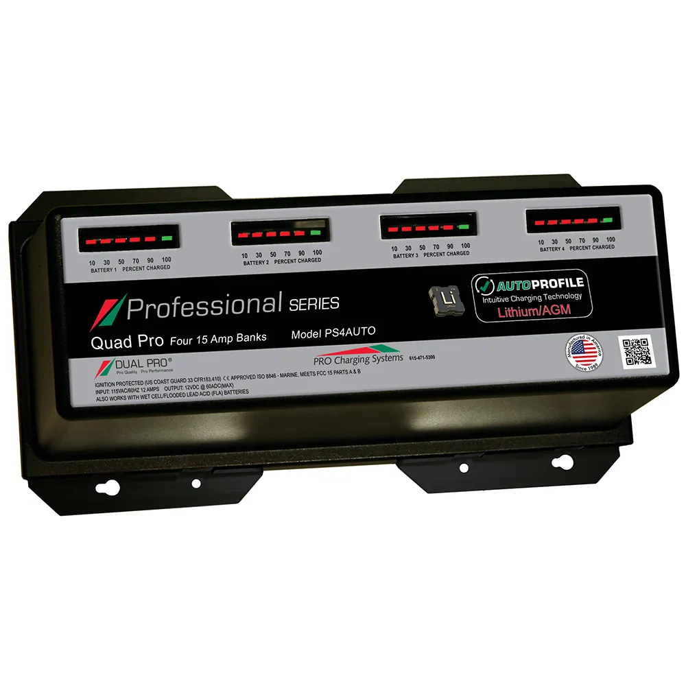 Dual Pro PS4AUTO — Dual Pro 15A 4-Bank Lithium/AGM Battery Charger