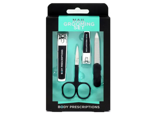 bulk buys OH042 - Body Prescriptions Mens 4-Piece Nail Care Kit - Black