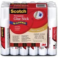 3M MMM 600818 — Scotch Permanent Glue Sticks - 0.28 oz - 18 / Pack - White