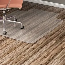 Lorell LLR 69168 — Lorell Hard Floor Wide Lip Vinyl Chairmat - Hard Floor, Wood Floor, Vinyl Floor, Tile Floor - 60 Length x 46 Width x 95 mil Thickness - Lip Size 12 Length x 25 Width - Vinyl - Clear