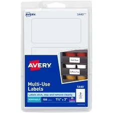 Avery Dennison AVE 05440 — Avery® Removable Labels - 1 1/2 Height x 3 Width - Rectangle - Laser, Inkjet - White - Paper - 3 / Sheet - 50 Total Sheets - 150 Total Label(s) - 150 / Pack