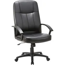 Lorell LLR 60120 — Lorell Chadwick Executive Leather High-Back Chair - Black Leather Seat - Black Frame - 5-star Base - Black - 1 Each