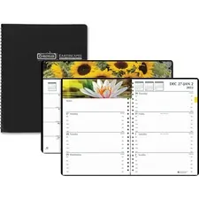 HOUSE OF DOOLITTLE HOD 294632 — House of Doolittle Earthscapes Gardens Weekly Monthly Planner - Julian Dates - Weekly, Monthly - 1 Year - January 2022 till December 2022 - 8:00 AM to 5:00 PM - Hourly - 7 x 10 Sheet Size - Wire Bound - Paper - Black - Non-refillable - 1 Each