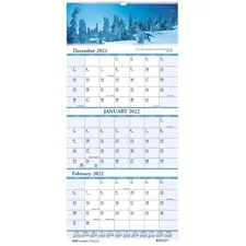 HOUSE OF DOOLITTLE HOD 3638 — House of Doolittle Scenic 3-month Wall Calendar - Julian Dates - 1.2 Year - December 2021 till January 2023 - 3 Month Single Page Layout - 12 1/4 x 27 Sheet Size - 1.75 x 1.13 Block - Wire Bound - White - Paper - Full-Color Scenic Photos - 1 Each
