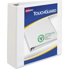 Avery Dennison AVE 17144 — Avery® TouchGuard View 3 Ring Binder - 3 Binder Capacity - Letter - 8 1/2 x 11 Sheet Size - 635 Sheet Capacity - 3 x Slant Ring Fastener(s) - 4 Pocket(s) - Polypropylene - White - Recycled - Pocket, Durable, Antimicrobial, Heavy Duty - 1 Each