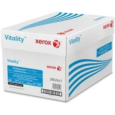XEROX XER 3R02641 — Vitality 3-Hole Punched Inkjet Print Copy & Multipurpose Paper - 92 Brightness - 90% Opacity - Letter - 8 1/2 x 11 - 20 lb Basis Weight - 5000 / Carton