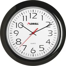 Lorell LLR 60989 — Lorell 13-1/4 Round Quartz Wall Clock - Analog - Quartz - White Main Dial - Black/Plastic Case
