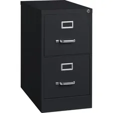 Lorell LLR 60653 — Lorell Vertical file - 2-Drawer - 15 x 25 x 28.4 - 2 x Drawer(s) for File - Letter - Vertical - Security Lock, Ball-bearing Suspension, Heavy Duty - Black - Steel - Recycled
