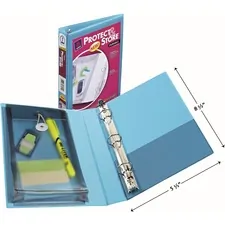 Avery Dennison AVE 23014 — Avery® 1 Mini Durable View Binder - 1 Binder Capacity - Half-letter - 5 1/2 x 8 1/2 Sheet Size - 175 Sheet Capacity - Round Ring Fastener(s) - 2 Pocket(s) - Polypropylene - Aqua - Recycled - Pocket, Durable, Water Resistant - 1 Each