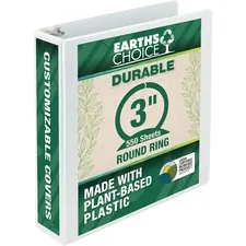 Samsill SAM 18987 — Samsill Earth's Choice Biobased USDA Certified 3 View Binder - 3 Binder Capacity - Letter - 8 1/2 x 11 Sheet Size - 550 Sheet Capacity - 3 x Round Ring Fastener(s) - 2 Internal Pocket(s) - Chipboard, Polypropylene - White - 1.33 lb - Recycled - Bio-based, Acid-free, Clear Overlay, Archival-safe - 1 Each