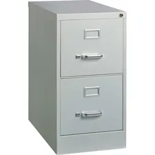 Lorell LLR 60654 — Lorell Vertical file - 2-Drawer - 15 x 25 x 28.4 - 2 x Drawer(s) for File - Letter - Vertical - Security Lock, Ball-bearing Suspension, Heavy Duty - Light Gray - Steel - Recycled