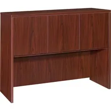 Lorell LLR 69384 — Lorell Essentials Hutch with Doors - 47.3 x 14.8 x 36 - Drawer(s)3 Door(s) - Finish: Laminate, Mahogany