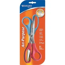 ACME UNITED CORPORATION ACM 13404 — Westcott 8 Straight All-purpose Value Scissors - 8 Overall Length - Straight-left/right - Stainless Steel - Assorted - 3 / Pack