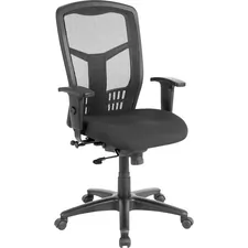 Lorell LLR 86205 — Lorell Executive High-back Swivel Chair - Black Fabric Seat - Steel Frame - Black - 1 Each
