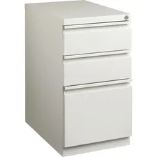 Lorell LLR 49528 — Lorell Mobile File Pedestal - 3-Drawer - 15 x 22.9 x 27.8 - 3 x Drawer(s) for Box, File - Letter - Ball-bearing Suspension, Security Lock, Recessed Handle - Light Gray - Steel - Recycled