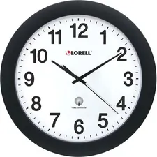 Lorell LLR 60997 — Lorell 12 Round Radio Controlled Wall Clock - Analog - Quartz - White Main Dial - Black/Plastic Case