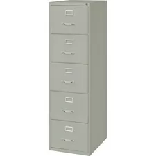 Lorell LLR 48502 — Lorell Commercial Grade Vertical File Cabinet - 5-Drawer - 18 x 26.5 x 61 - 5 x Drawer(s) for File - Legal - Vertical - Security Lock, Heavy Duty, Ball-bearing Suspension - Light Gray - Steel - Recycled