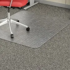 Lorell LLR 02158 — Lorell Rectangular Low-pile Economy Chairmat - Carpeted Floor - 60 Length x 46 Width x 95 mil Thickness - Rectangle - Vinyl - Clear