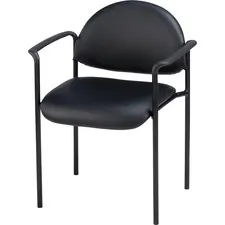 Lorell LLR 69507 — Lorell Reception Guest Chair - Black Vinyl Seat - Vinyl Back - Steel Frame - Four-legged Base - Black - 1 Each