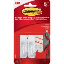 3M MMM 17002 — Command Utility Hooks - 2 Small Hook - 1 lb (453.6 g) Capacity - Plastic - White - 2 / Pack