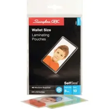 GBC-COMMERCIAL & CONSUMER GRP GBC 3745685 — GBC Self Sealing Laminating Pouches - Sheet Size Supported: Wallet-size - Laminating Pouch/Sheet Size: 2.38 Width x 3.88 Length x 8 mil Thickness - Glossy - for Document, Photo - Self-adhesive, Easy Peel, Durable - Clear - 10 / Pack
