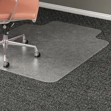 Lorell LLR 69166 — Lorell Wide Lip Medium Pile Chairmat - Carpeted Floor - 53 Length x 45 Width x 0.17 Thickness - Lip Size 12 Length x 25 Width - Vinyl - Clear