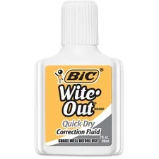 BIC BIC WOFQDP1WHI — BIC Wite-Out Quick Dry Correction Fluid - Foam Brush Applicator - 20 mL - White - Quick Drying, Spill Resistant - 1 / Pack