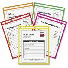 C-LINE CLI 43920 — C-Line Neon Shop Ticket Holders, Stitched - Assorted, 5 Colors, Both Sides Clear, 9 x 12, 10/PK, 43920