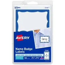Avery Dennison AVE 5144 — Avery® Border Print or Write Name Tags - Removable Adhesive - Rectangle - Laser, Inkjet - White, Blue - Paper - 2 / Sheet - 50 Total Sheets - 100 Total Label(s) - 3