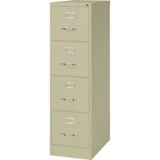 Lorell LLR 60652 — Lorell Vertical file - 4-Drawer - 15 x 25 x 52 - 4 x Drawer(s) for File - Letter - Vertical - Security Lock, Ball-bearing Suspension, Heavy Duty - Putty - Steel - Recycled