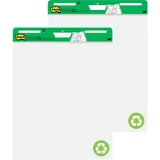 3M MMM 559RP — Post-it® Easel Pad with Recycled Paper - 30 Sheets - Plain - Stapled - 18.50 lb Basis Weight - 25 x 30 - 30.50 x 25 - White Paper - Black Cover - Self-adhesive, Bleed-free, Repositionable, Resist Bleed-through, Removable, Sturdy Back, Cardboard Back - Recycled