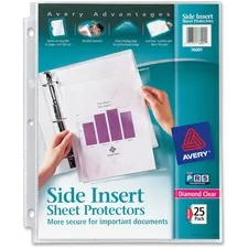 Avery Dennison AVE 76001 — Avery® Side Insert Sheet Protectors - For Letter 8 1/2 x 11 Sheet - Clear - Polypropylene - 25 / Pack