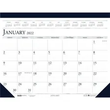 HOUSE OF DOOLITTLE 150G5 — House of Doolittle Perforated Top Desk Pad Calendar - Julian Dates - Monthly - 1 Year - January 2022 till December 2022 - 1 Month Single Page Layout - 22 x 17 Sheet Size - 2.13 x 3 Block - Desk Pad - Blue - Vinyl, Leather - 17 Height x 22 Width - Perforated, Non-refillable - 1 Each