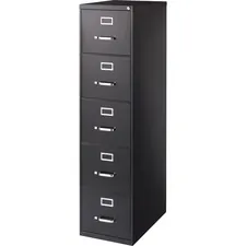 Lorell LLR 48498 — Lorell Commercial Grade Vertical File Cabinet - 5-Drawer - 15 x 26.5 x 61 - 5 x Drawer(s) for File - Letter - Vertical - Heavy Duty, Security Lock, Ball-bearing Suspension - Black - Steel - Recycled