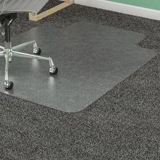 Lorell LLR 25756 — Lorell PlushMat Wide Lip Chairmat - 53 Length x 45 Width x 0.13 Thickness - Lip Size 12 Length x 25 Width - Vinyl - Clear