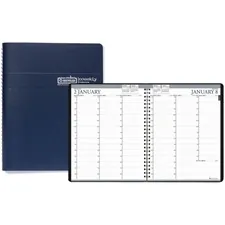 HOUSE OF DOOLITTLE HOD 27207 — House of Doolittle Blue Professional Weekly Planner - Julian Dates - Weekly - 1 Year - January 2022 till December 2022 - 7:00 AM to 8:45 PM - Quarter-hourly - 1 Week Double Page Layout - 8 1/2 x 11 Sheet Size - Simulated Leather, Paper - Blue - Appointment Schedule, Notepad, Reference Calendar, Non-refillable - 1 Each