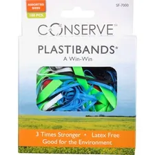 BAUMGARTENS BAU SF7000 — Conserve Plastibands - Latex-free, Archival-safe - 100 / Box - Polyurethane - Assorted