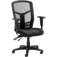 Lorell LLR 86200 — Lorell Executive High-back Mesh Chair - Black Fabric Seat - Gray Back - Black Steel, Plastic Frame - High Back - 5-star Base - Armrest - 1 Each