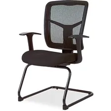 Lorell LLR 86202 — Lorell ErgoMesh Series Mesh Side Arm Guest Chair - Black Fabric Seat - Black Mesh Back - Cantilever Base - 1 Each