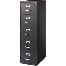 Lorell LLR 48501 — Lorell Commercial Grade Vertical File Cabinet - 5-Drawer - 18 x 26.5 x 61 - 5 x Drawer(s) for File - Legal - Vertical - Heavy Duty, Security Lock, Ball-bearing Suspension - Black - Steel - Recycled