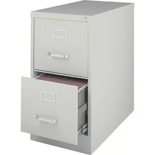 Lorell LLR 60195 — Lorell Vertical Fle - 2-Drawer - 15 x 26.5 x 28.4 - 2 x Drawer(s) for File - Letter - Vertical - Security Lock, Ball-bearing Suspension, Heavy Duty - Light Gray - Steel - Recycled
