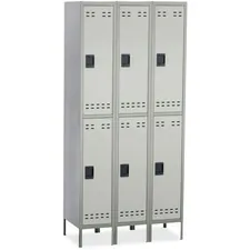 SAFCO PRODUCTS SAF 5526GR — Safco Double-Tier Two-tone 3 Column Locker with Legs - 36 x 18 x 78 - 3 x Shelf(ves) - Recessed Locking Handle - Gray - Steel