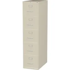 Lorell LLR 48497 — Lorell Commercial Grade Vertical File Cabinet - 5-Drawer - 15 x 26.5 x 61 - 5 x Drawer(s) for File - Letter - Vertical - Ball-bearing Suspension, Heavy Duty, Security Lock - Putty - Steel - Recycled