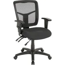 Lorell LLR 86201 — Lorell ErgoMesh Series Managerial Mid-Back Chair - Black Fabric Seat - Black Back - Black Frame - Mid Back - 5-star Base - 1 Each