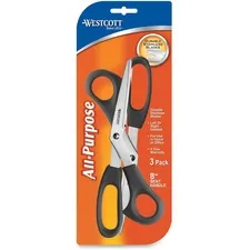 ACME UNITED CORPORATION ACM 13402 — Westcott 8 All-purpose Bent Scissors - 3.50 Cutting Length - 8 Overall Length - Bent - Stainless Steel - Pointed Tip - Black - 3 / Pack