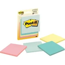 3M MMM 5401 — Post-it® Notes Notepads -Marseille Color Collection - 200 - 3 x 3 - Square - 50 Sheets per Pad - Unruled - Assorted - Paper - Self-adhesive - 4 / Pack
